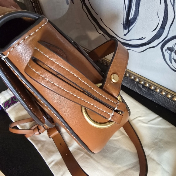 Tory Burch Leather Crossbody Saddle Bag - Picture 9 of 11